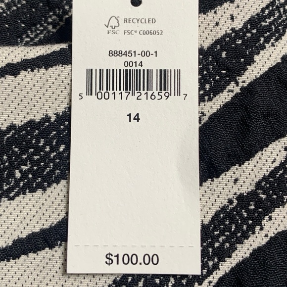 NWT Banana Republic Empire-Waist Jacquard Mini Dress 14 Zebra Classic Career New - Picture 11 of 13